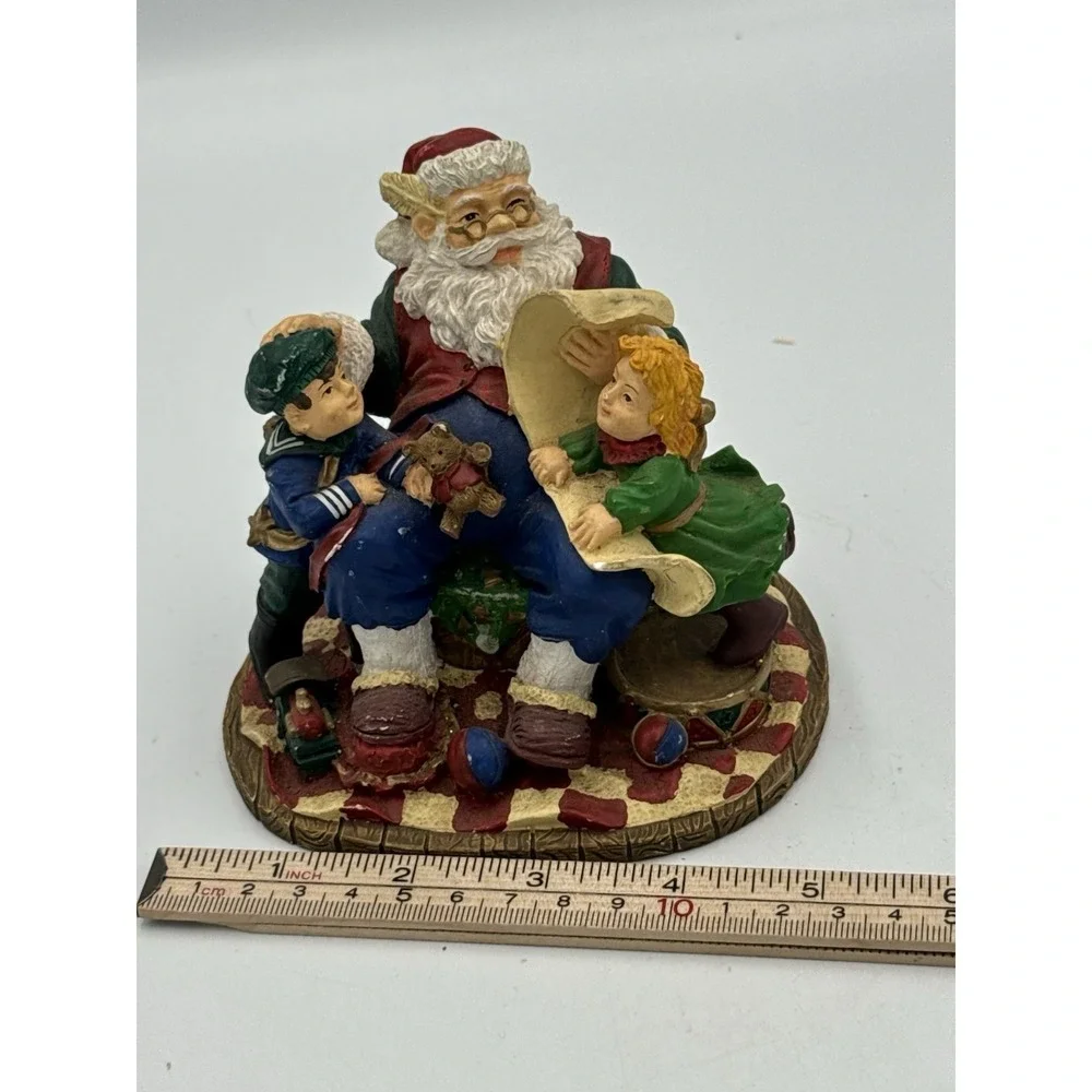 Santa's Making A  List Children Kids And Toys Decoration Resin Figure Holiday